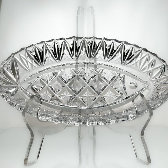 Crystal Creamer Set | Cut Crystal in 1970s Retro Design | Creamer, Sugar Bowl, T - Picture 9 of 10